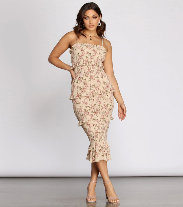 Floral Tiered Ruffle Midi Dress | Windsor